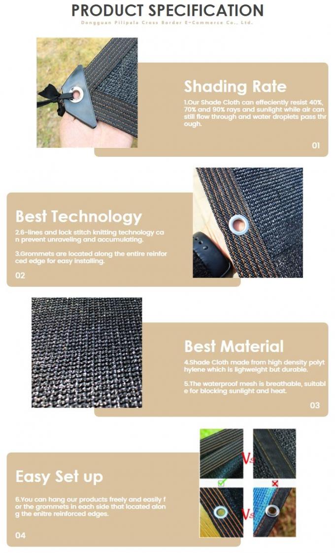 90% wzmocnione przelotki Szklarnia Shade Cloth do patio przy basenie 1